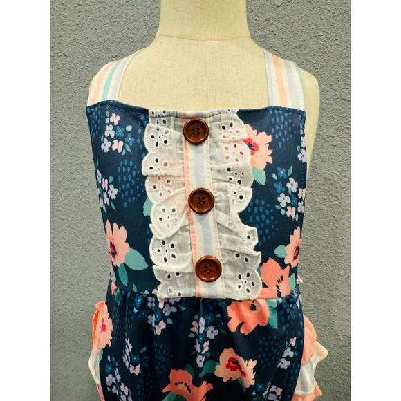 Wellington Designs Navy & Pink Bubble Romper, Sz 2T NWT - Picture 4 of 7